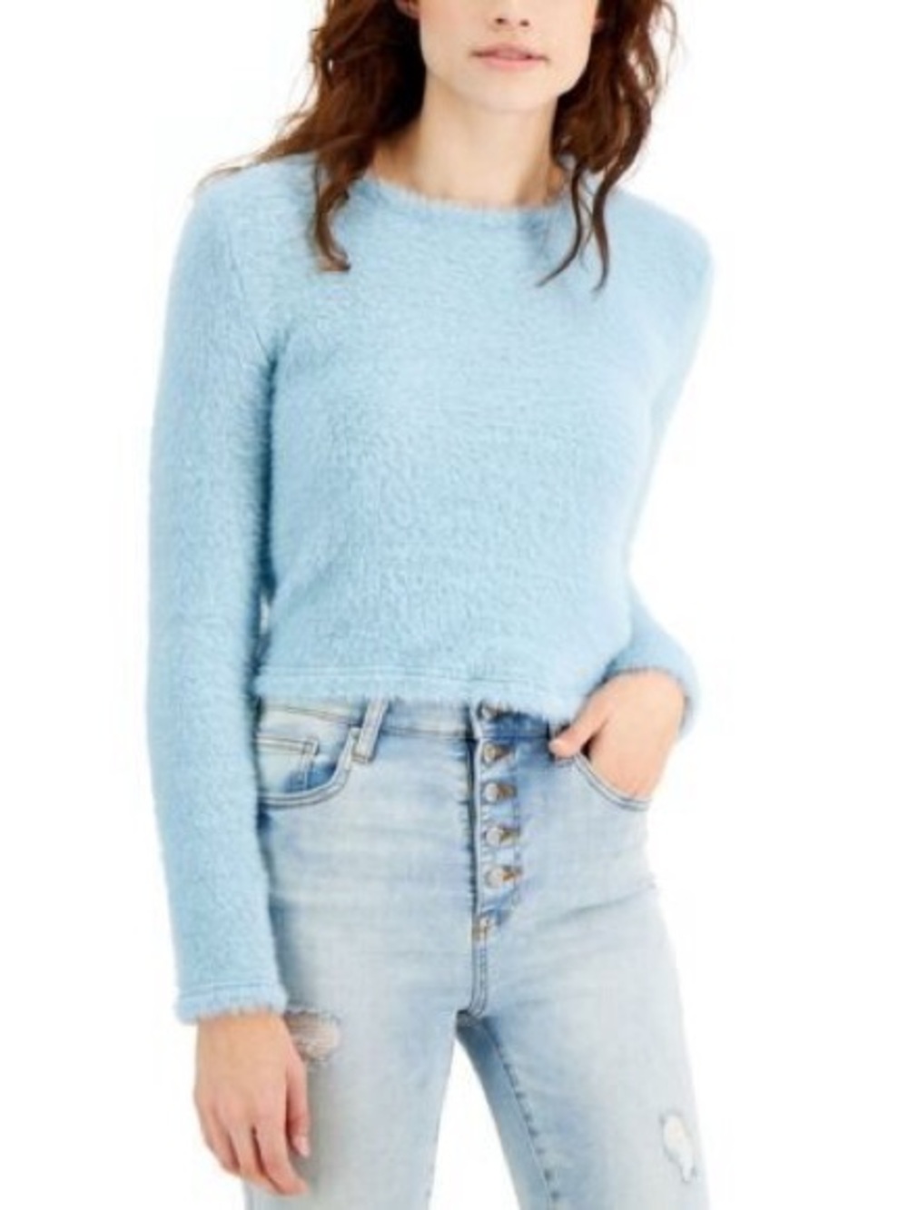 Blue Fuzzy Crewneck Sweater